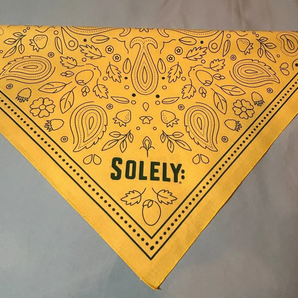 SOLELY Golden Yellow Fruit Print Bandana 21.5